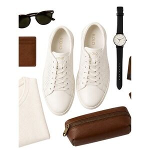 KOIO Capri White Perforated Leather Sneakers Men's 13 EU46 Made in Italy in EUC